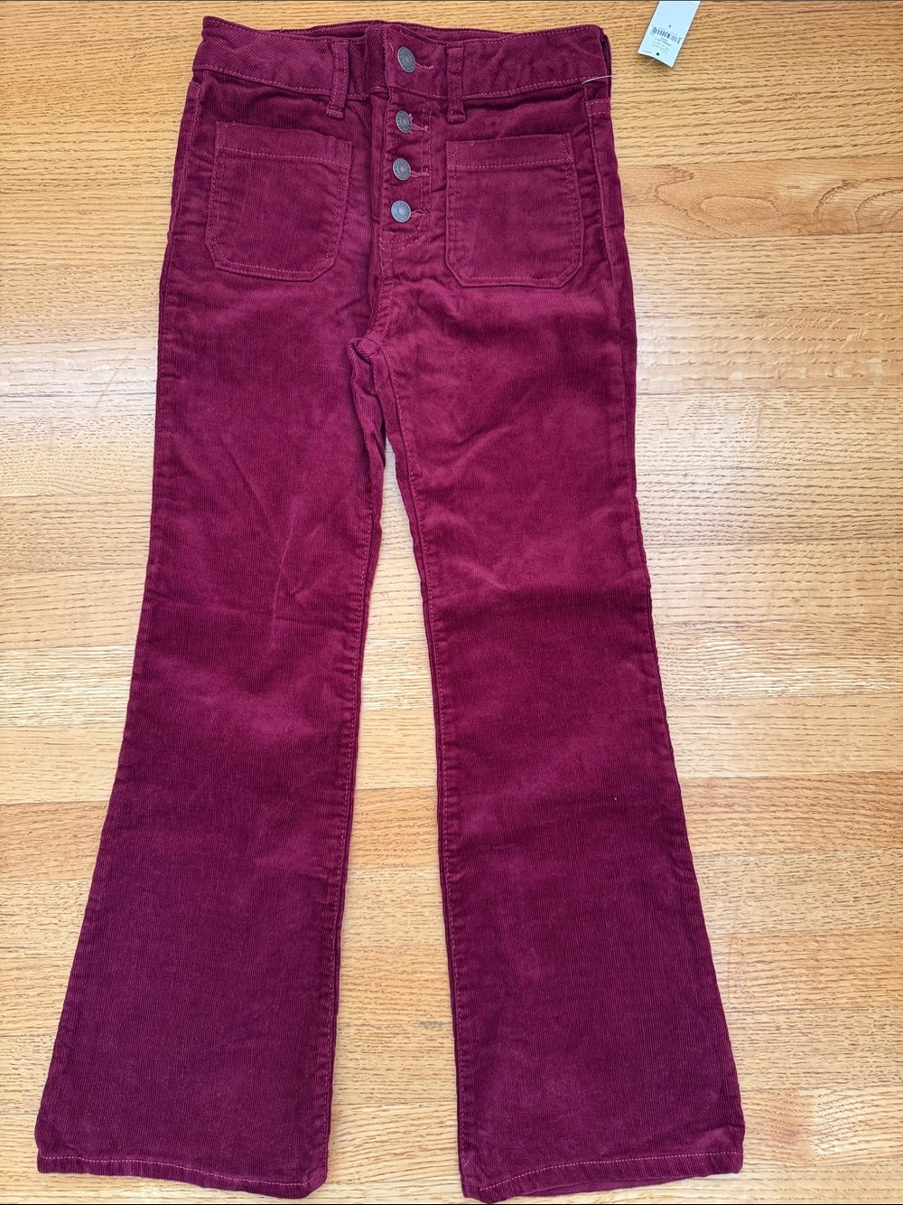 GAP Burgundy Corduroy 70s Flare High Rise with Button Front